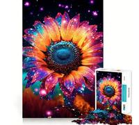 Neon Gold Cosmic Sunflower 1000 Piece Jigsaw Puzzle for Adults Brain Tease Toy Together Fun Perfect Cut (38x52cm)