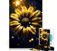 Neon Gold Cosmic Sunflower 1000 Piece Jigsaw Puzzles for Adults Jigsaw Raise Memory Peaceful Fun Clean Edge Santa Wish Item (50x75cm)