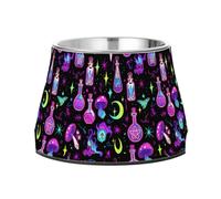 Neon Goth Magic Witch Pets Food Bowls Non Slip Stainless Steel Pets Feeding Bowl for Slow Feed Dogs Comfort Feeding