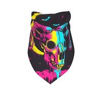 Neon Gothic Skull Moon Printed Pet Bandana Durable Bib Handkerchief Washable Pet Bandanas For Dogs Outdoor Accessories
