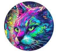 Neon Graffiti Cat 1000Pc Adults Jigsaw Puzzle Jigsaw Puzzles for Adults Interactive Family Game, Ideal, Family Activity Game 67.5x67.5cm