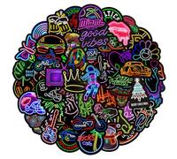 Neon Graffiti Stickers, Cool Waterproof Vinyl Neon Light Decals for Car Motorcycle Bike Bumper Helmet Skateboard Laptop Water Bottles Travel Luggage Guitar Scrapbook iPad Phone Case [50 PCS]