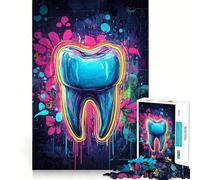 Neon Graffiti Tooth 1000 Piece Jigsaw Puzzle for Adults Smart Game Soothing Fun Pattern Assembly Stylish Gift (38x26cm)
