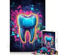 Neon Graffiti Tooth 1000 Piece Jigsaws for Adults Mind Exercise Toy Quiet Fun Design Assembly Thoughtful Gift (50x75cm)