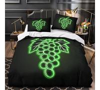 neon_grape_art 3D Print Duvet Insert Cover 3pc Premium Microfibre Lightweight vibrant_glow_style Quilt Cover 2 Pillowcases Concealed Zipper Bedroom Decor Teens & Adults King（220x240cm）
