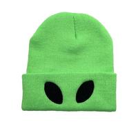 Neon Green Alien Beanie - Green Alien Beanie | Winter Warm Beanie Hat | Knit Beanie Winter Hat | Knit Cuffed Beanie | Comfortable Windproof Beanie Hat for Outdoor Running