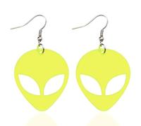 Neon Green Alien Earrings Halloween Skull Earrings Horror Earring Stud for Women Acrylic Halloween Skeleton Skull Earrings Dangle Drop Earrings Halloween Cosplay Accessories