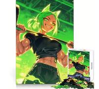 Neon Green Anime Girl Gym 1000 Pieces Jigsaw Puzzles for Teenagers Thought Toy Home Activity Precise Edge Santa Wish List (38x26cm)