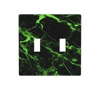 Neon Green Black Color Luxury Marble Double Gang Toggle Light Cover Wall Plate Switch Decor Standard Size - 11.4x11.4cm
