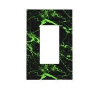 Neon Green Black Color Luxury Marble Light Switch Wall Plate Faceplate Cover Single Rocker 1 Gang Decorator Outlet Receptacle Covers for Home Kitchen Room Bathroom Decor