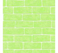 Neon Green Brick Wall Wallpaper - Stylish Trendy Children's Bedroom Nursery - Textured Blown Vinyl Paste The Wall
