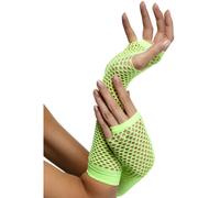 Neon Green Fishnet Elbow Length Gloves Punk Rocker 1980's Accessory