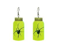 Neon Green Halloween Cute Acrylic Dangle Earrings Skull Ghost Spider in Bottle Dangle Earrings Creative Earrings for Women Girls Scary Party Cosplay Costume Jewelry