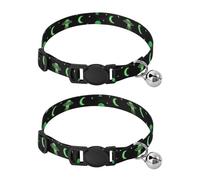 Neon Green Outer Space Cat Collars 2 Pack Cat Neck Collar Adjustable 10.6 to 17.1 Inches