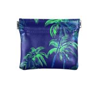 Neon Green Palm Trees Women's Small Leather Change Purse Unique Mini Purse Wallet for Woman Girl