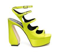 Neon Green Platform Sandals with Multi-Way Straps- female- Sergio Rossi- High Heel Sandals- Yellow- 4 UK- Shoes 4 UK