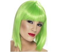Neon Green Short Blunt Bobbed Glam Wig