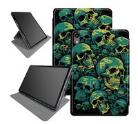 Neon Green Skull Case for iPad 10th Gen 10.9 inch 2022 Release (Model Number: A2696 A2757 A2777), 360 Degree Rotating Folding Stand Multiple Viewing Angles Case with Auto Sleep/WAK