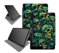 Neon Green Skull Case for Samsung Galaxy Tab S7 (2020) / S8 Tablet (2022) 11 Inch, 360 Degree Rotating Folding Stand Multiple Viewing Angles Case with Auto Sleep/Wake