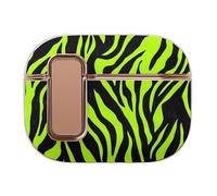 Neon Green Zebra Pattern Compatible with Airpod Pro 1/2 Case PC Scratch-Resistant Drop-Proof Protective Cover with Secure Buckle