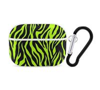 Neon Green Zebra Pattern Compatible with Airpod Pro Case PC Scratch-Resistant Drop-Proof Protective Cover with Keychain White-style