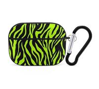 Neon Green Zebra Pattern Compatible with Airpod Pro Case PC Scratch-Resistant Drop-Proof Protective Cover with Keychain Black-style