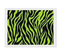 Neon Green Zebra Pattern Diamond DIY Painting Kits Horizontal Round Full Drill Digital Art Craft for Home Office Wall Decor 12"x16"