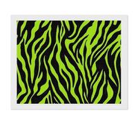 Neon Green Zebra Pattern Diamond DIY Painting Kits Horizontal Round Full Drill Digital Art Craft for Home Office Wall Decor 16"x20"