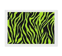 Neon Green Zebra Pattern Diamond DIY Painting Kits Horizontal Round Full Drill Digital Art Craft for Home Office Wall Decor 8"x12"