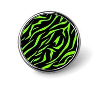 Neon Green Zebras Skin Round Pin Brooch Enamel Lapel Badges Jewelry Decor for Backpack Hats