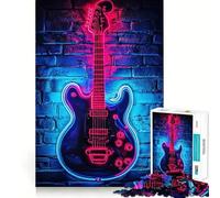 Neon Guitar Wall Art 1000 Pieces Jigsaw Puzzles for Teenagers Thought Toy Home Activity Precise Edge Santa Wish List (38x52cm)