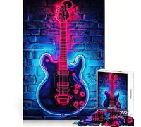 Neon Guitar Wall Art Teenagers Puzzles 1000 Piece Jigsaws Smart Game Calming Play Pattern Assembly Lovely Present (50x75cm)