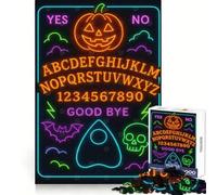 Neon Halloween Spirit Board Hard Jigsaw Puzzle for Adults 1000 Pieces Logic Train Toy Peaceful Time Smooth Cut Premium Gift (38x52cm)