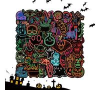 Neon Halloween Stickers - 50x Cartoon Waterproof Decals For Durable Glow In A Set Of Dark Stickers | Skateboard Decoration For Laptop D