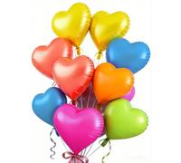 Neon Heart Balloons, 18 Inch Rainbow Heart Shape Foil Balloon, 12 Pcs Hot Pink Yellow Blue Green Orange Red Multicolor Helium Balloon for Colorful Glow Party Disco Birthday Bachelorette Tropical Decor