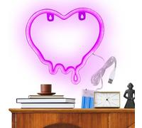 Neon Heart Sign for Wall | Battery Powered or USB Light Heart Valentine's Day - Wall Decoration Lamp for Bar Wedding Birthday Dinner - Bedroom Office Nursery Students Parties