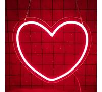Neon Heart Sign - Red LED Heart Light Decoration for Bedroom, Hanging Gift for Wedding, Anniversary, Valentine's Day, Mother's Day, Birthday Party - Size 11.8*10.6 (JW016)