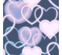 Neon Heart Wall Navy Pink Wallpaper - Modern Contemporary Trendy Stylish - Children's Room Feature Wall