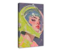 Neon Helmet Sci-Fi Portrait Canvas Poster Wall Art Decor Print Picture Paintings for Living Room Bedroom Decoration 16x24inch(40x60cm)