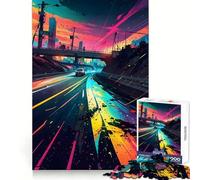 Neon Highway Jigsaw Puzzle for Adults 1000 Pieces Mind Play Relaxing Fun Clean Edge Art Collection Piece (38x52cm)