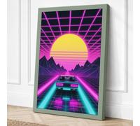 Neon Highway to Infinity Canvas Wall Art Print 24x16 Inch (61 x 41 cm)