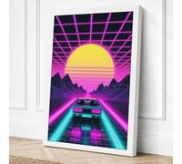 Neon Highway to Infinity Canvas Wall Art Print 24x16 Inch (61 x 41 cm)