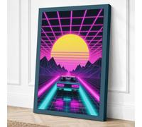 Neon Highway to Infinity Canvas Wall Art Print 36x24 Inch (91 x 61 cm)
