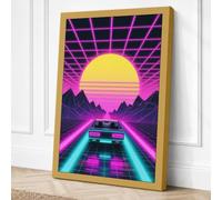 Neon Highway to Infinity Canvas Wall Art Print 36x24 Inch (91 x 61 cm)