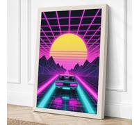 Neon Highway to Infinity Canvas Wall Art Print 36x24 Inch (91 x 61 cm)