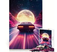 Neon Highway to The Moon Hard Jigsaw Puzzle for Adults 1000 Pieces Brain Skill Together Fun Exact Edge Creative Gift (38x52cm)