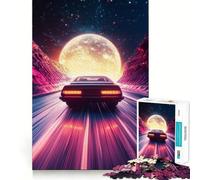 Neon Highway to The Moon Hard Jigsaw Puzzle for Adults 1000 Pieces Brain Skill Together Fun Exact Edge Creative Gift (38x52cm)