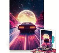 Neon Highway to The Moon Hard Jigsaw Puzzle for Adults 1000 Pieces Logic Train Toy Peaceful Time Smooth Cut Premium Gift (50x75cm)