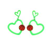 Neon Hollow-out Heart-shaped Sports Ball Dangle Earrings Fluorescent Acrylic Baseball Soccer Basketball Volleyball Football Printed Earrings for Women Sports Fans Party Jewelry Gifts, Acrylic, No