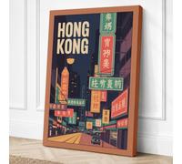 Neon Hong Kong Retro Canvas Wall Art Print 30x20 Inch (76 x 51 cm)